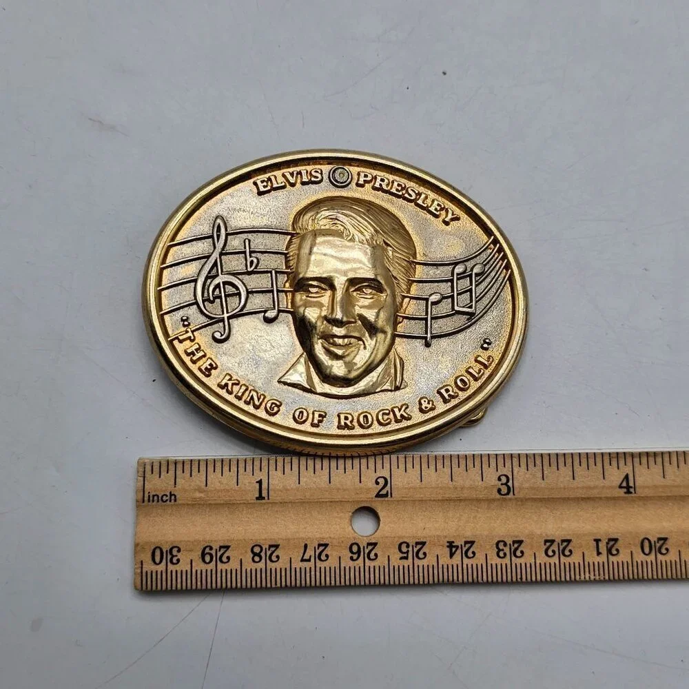 Elvis Presley 1986 Raffoler Gold Belt Buckle The King Of Rock & Roll Decorative